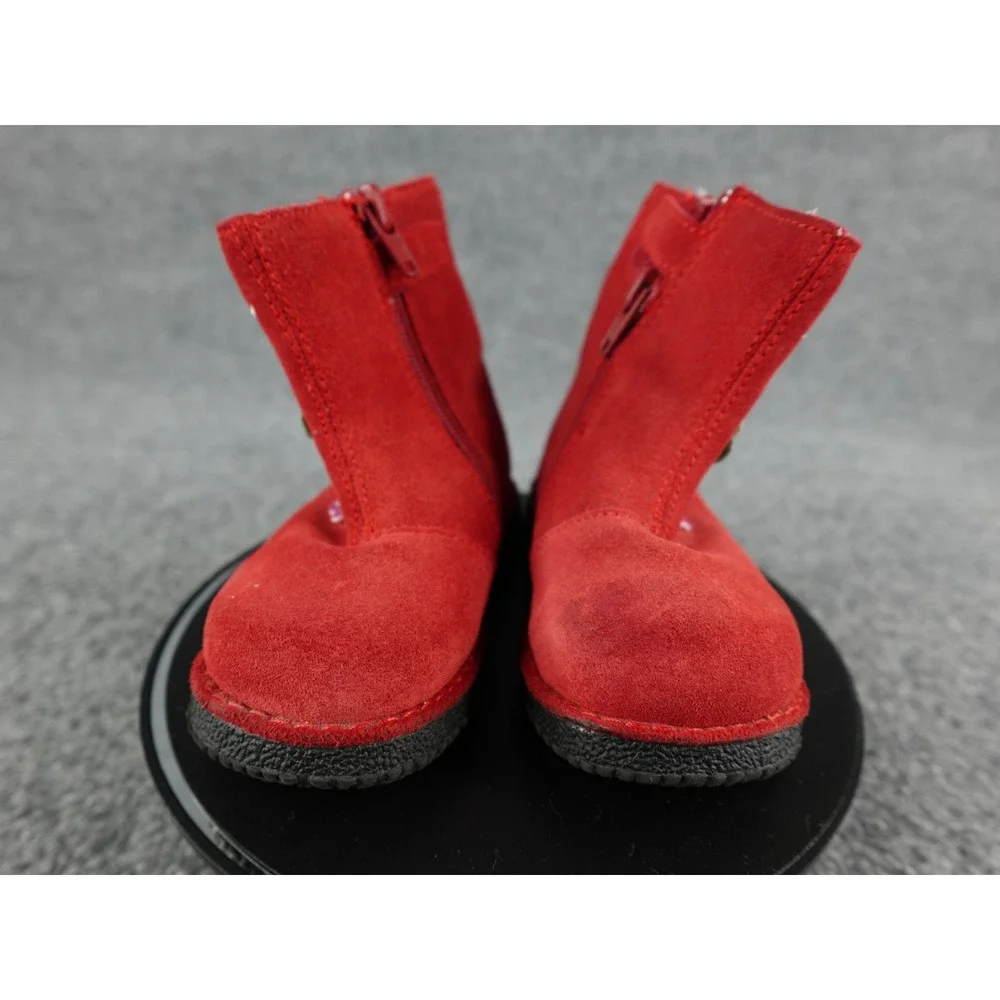 Sprockets Red Suede Butterfly‎ Flower Embroidered Kids Boots Size 5